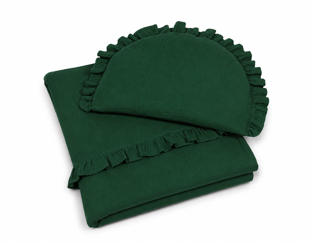 Muslin duvet and pillow set - Forest Green