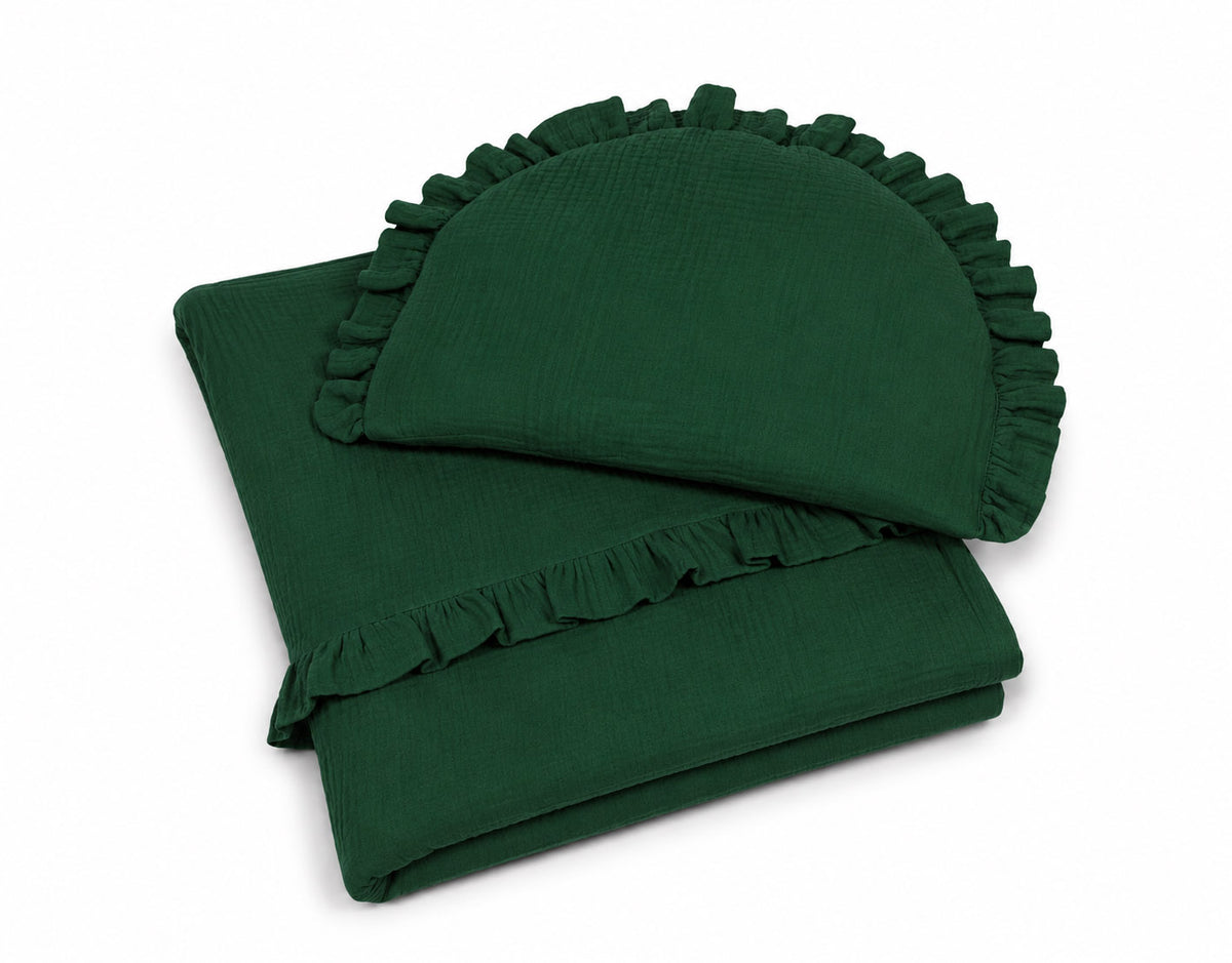 Muslin duvet and pillow set - Forest Green