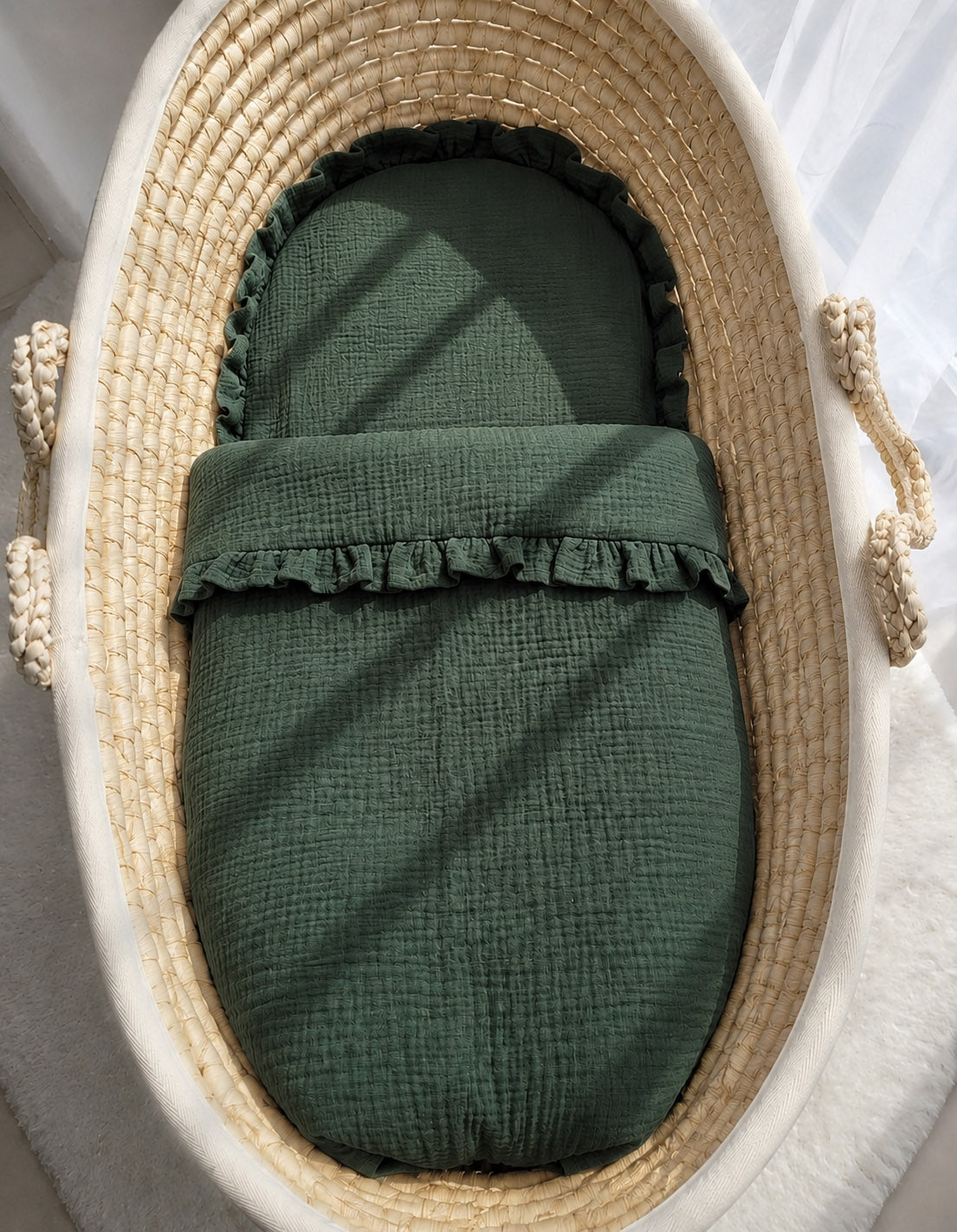 Muslin Duvet & Flat Pillow Set (2 pcs) – Forest Green