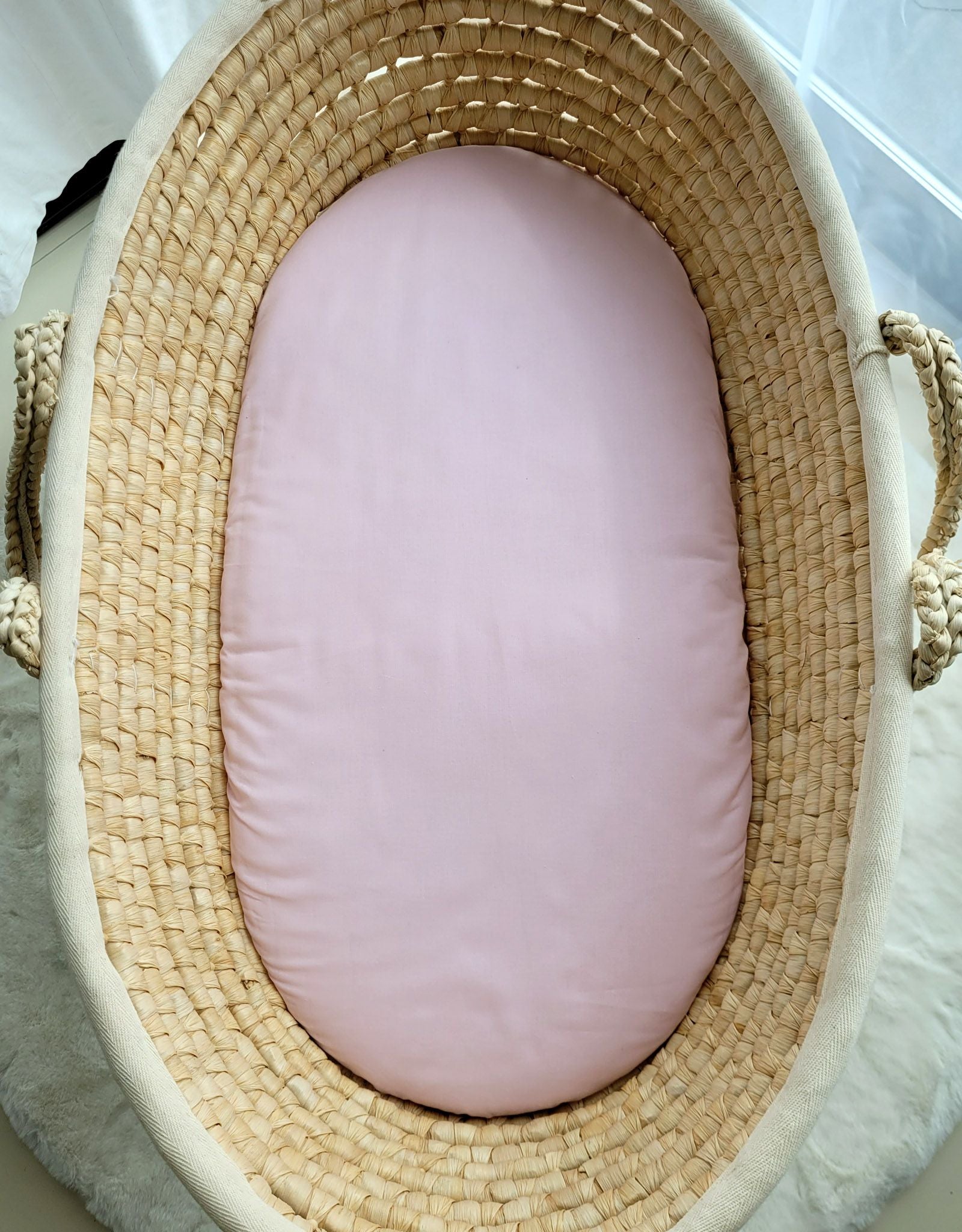Sheet made of cotton for moses basket mattress 75x35 cm - pastel pink