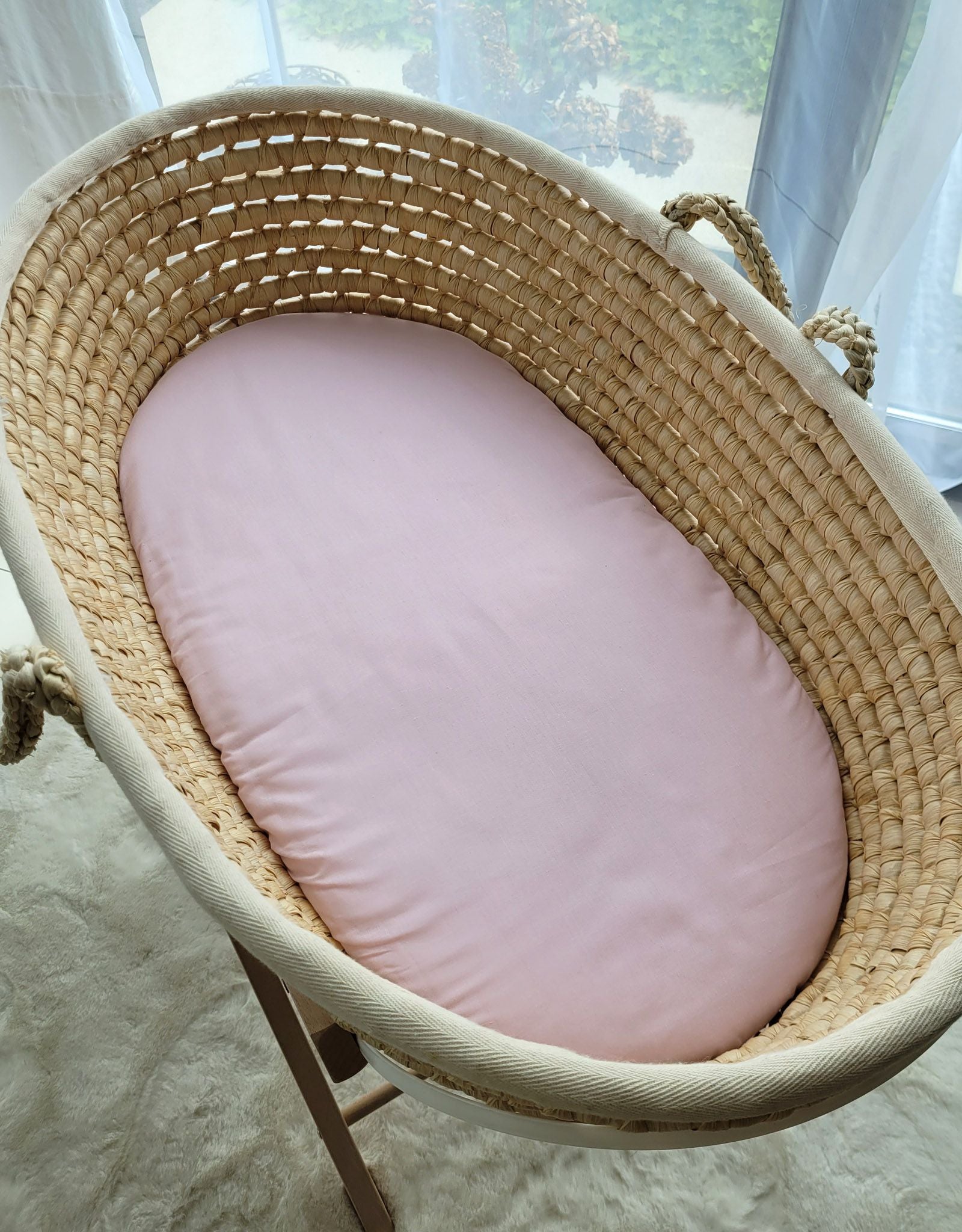 Sheet made of cotton for moses basket mattress 75x35 cm - pastel pink