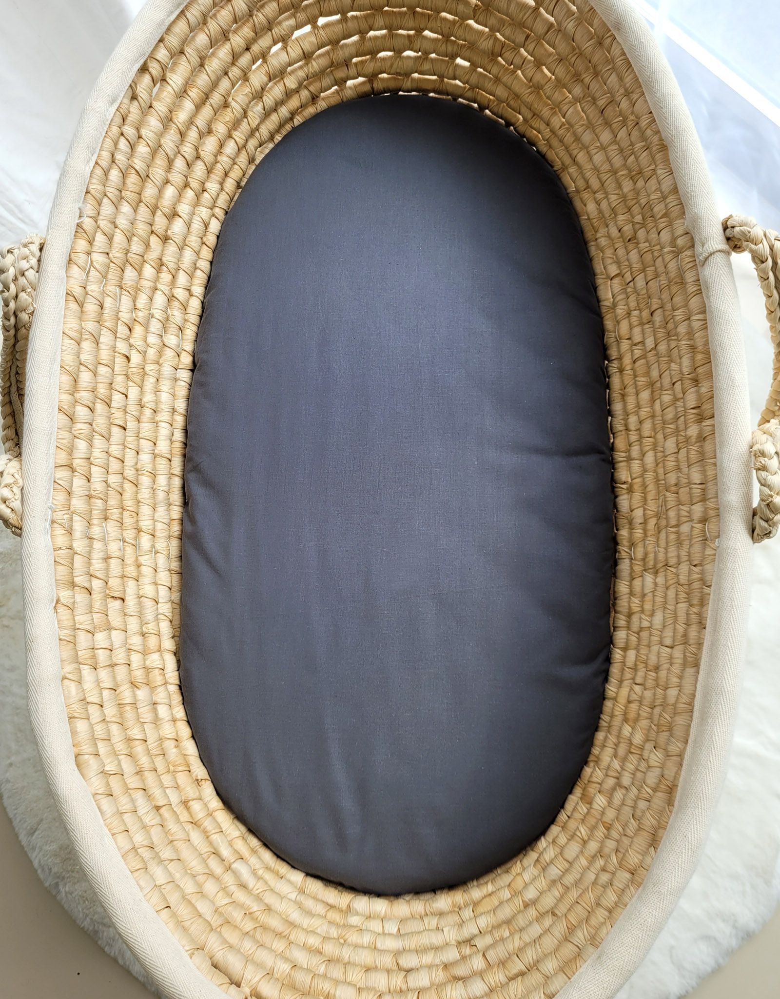 Sheet made of cotton for moses basket mattress 75x35 cm - anthrazit