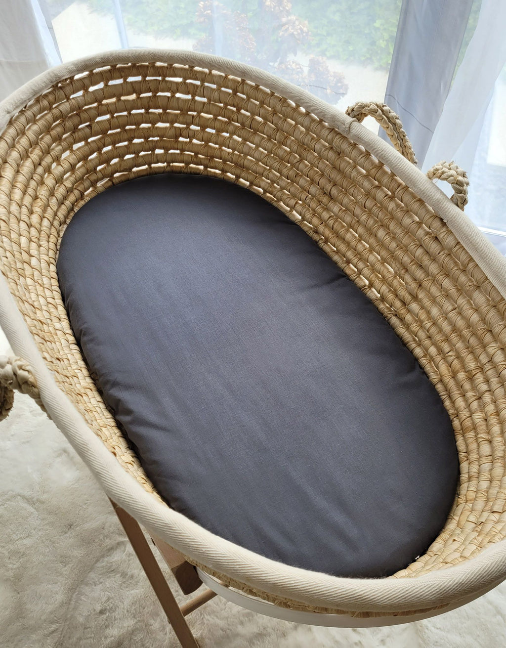 Sheet made of cotton for moses basket mattress 75x35 cm - anthrazit