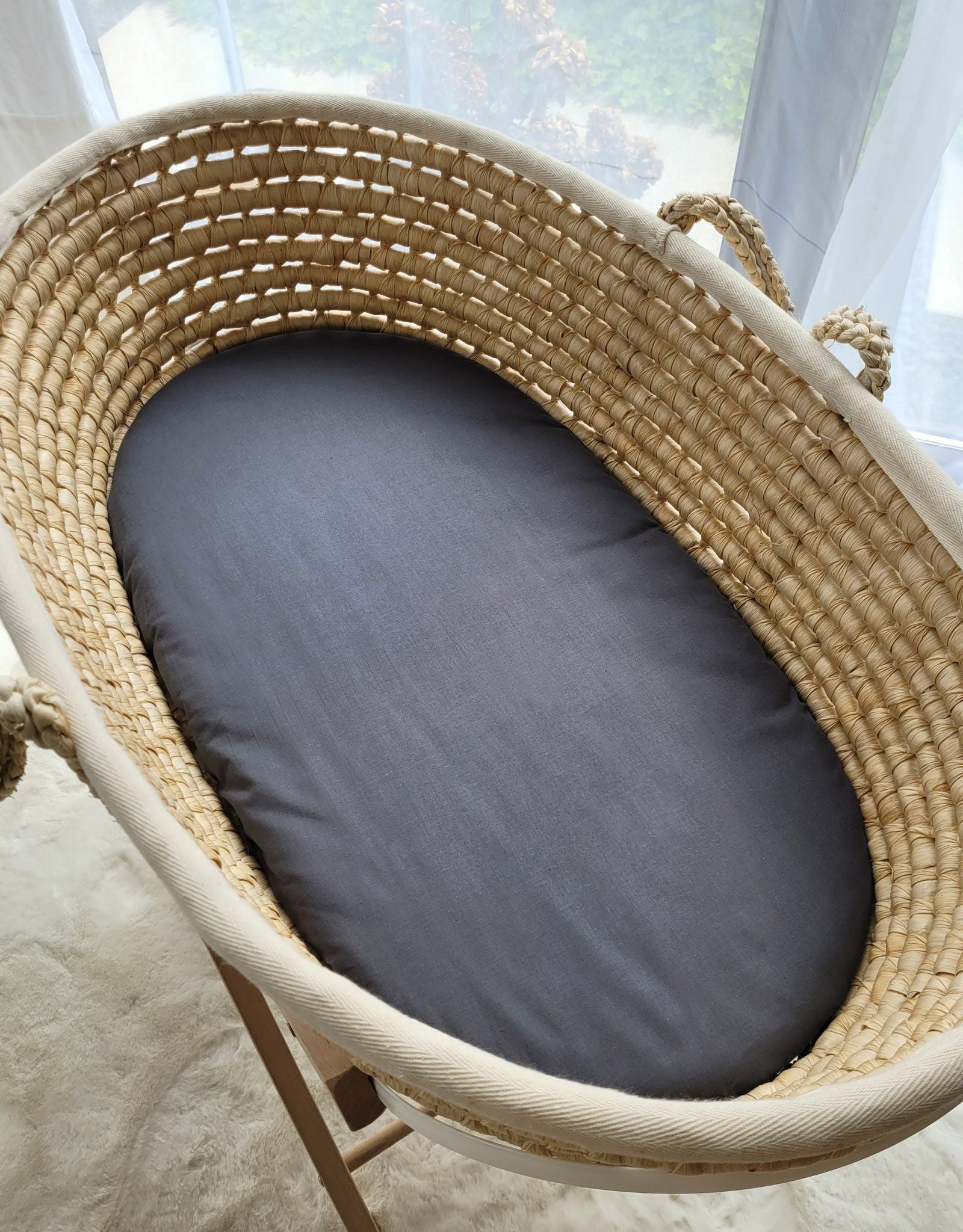 Sheet made of cotton for moses basket mattress 75x35 cm - anthrazit