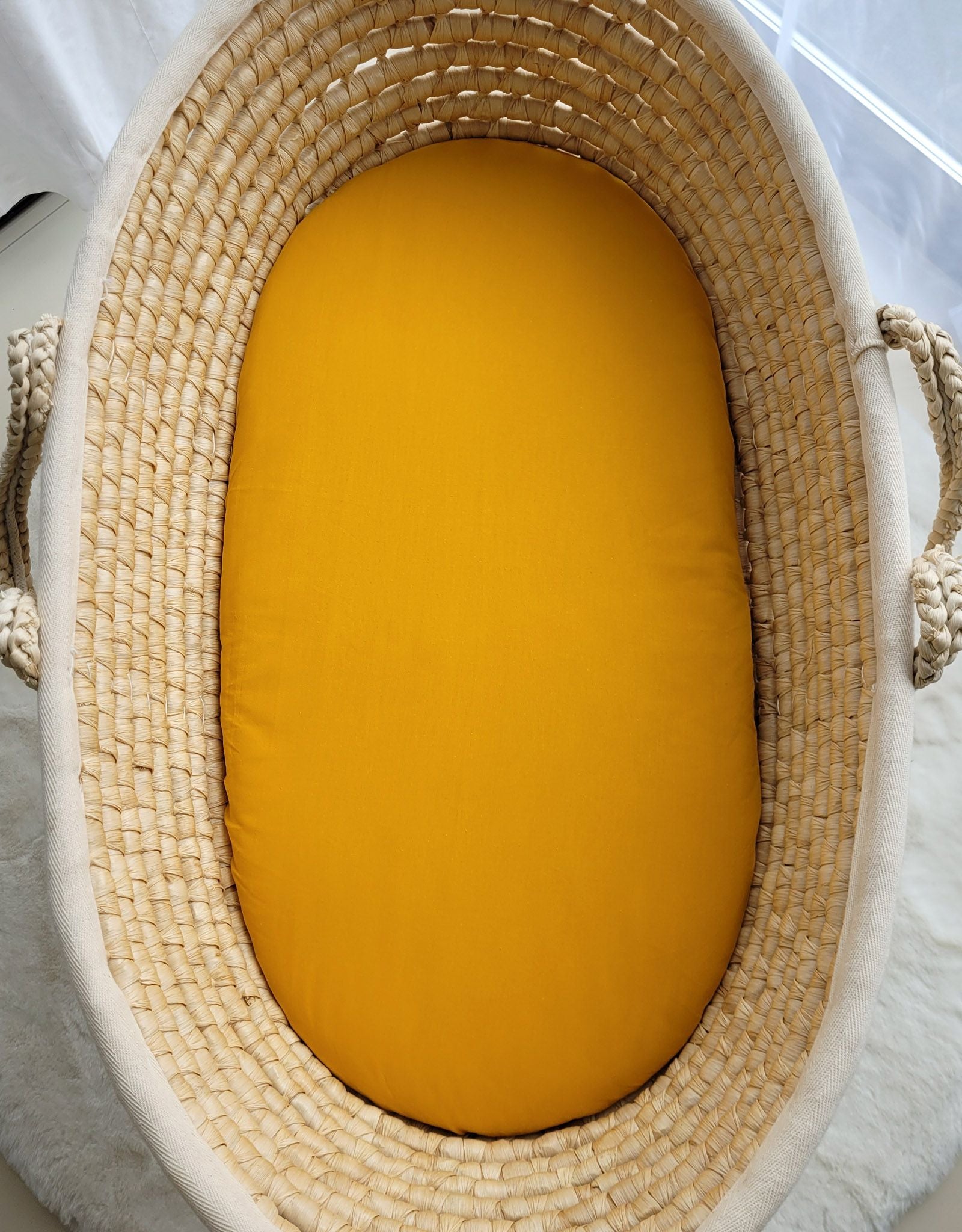 Sheet made of cotton for moses basket mattress 75x35 cm - honey yellow