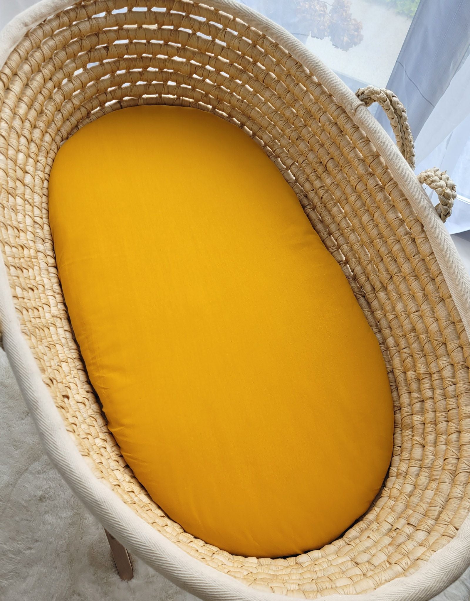 Sheet made of cotton for moses basket mattress 75x35 cm - honey yellow