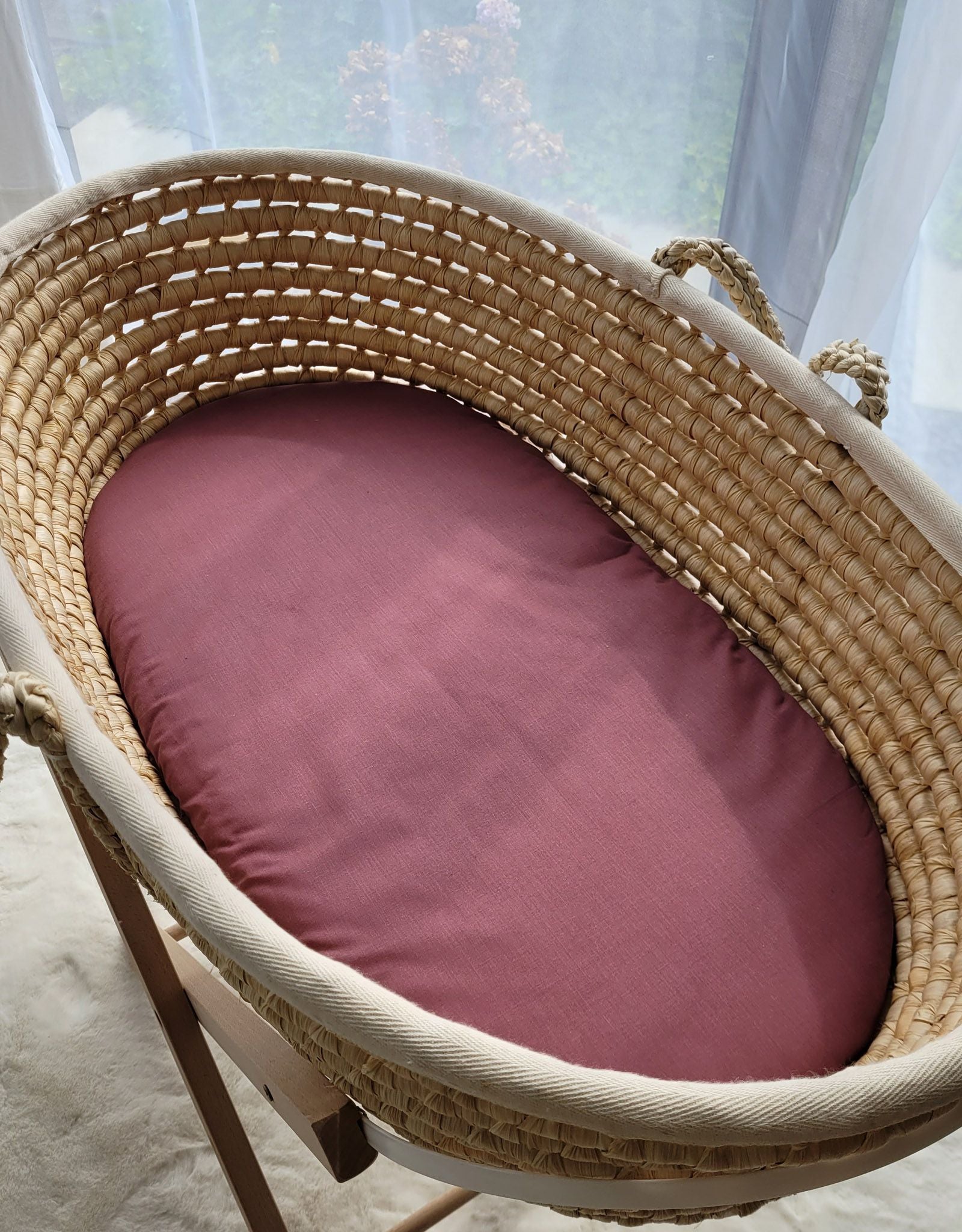 Sheet made of cotton for moses basket mattress 75x35 cm - pastellviolett