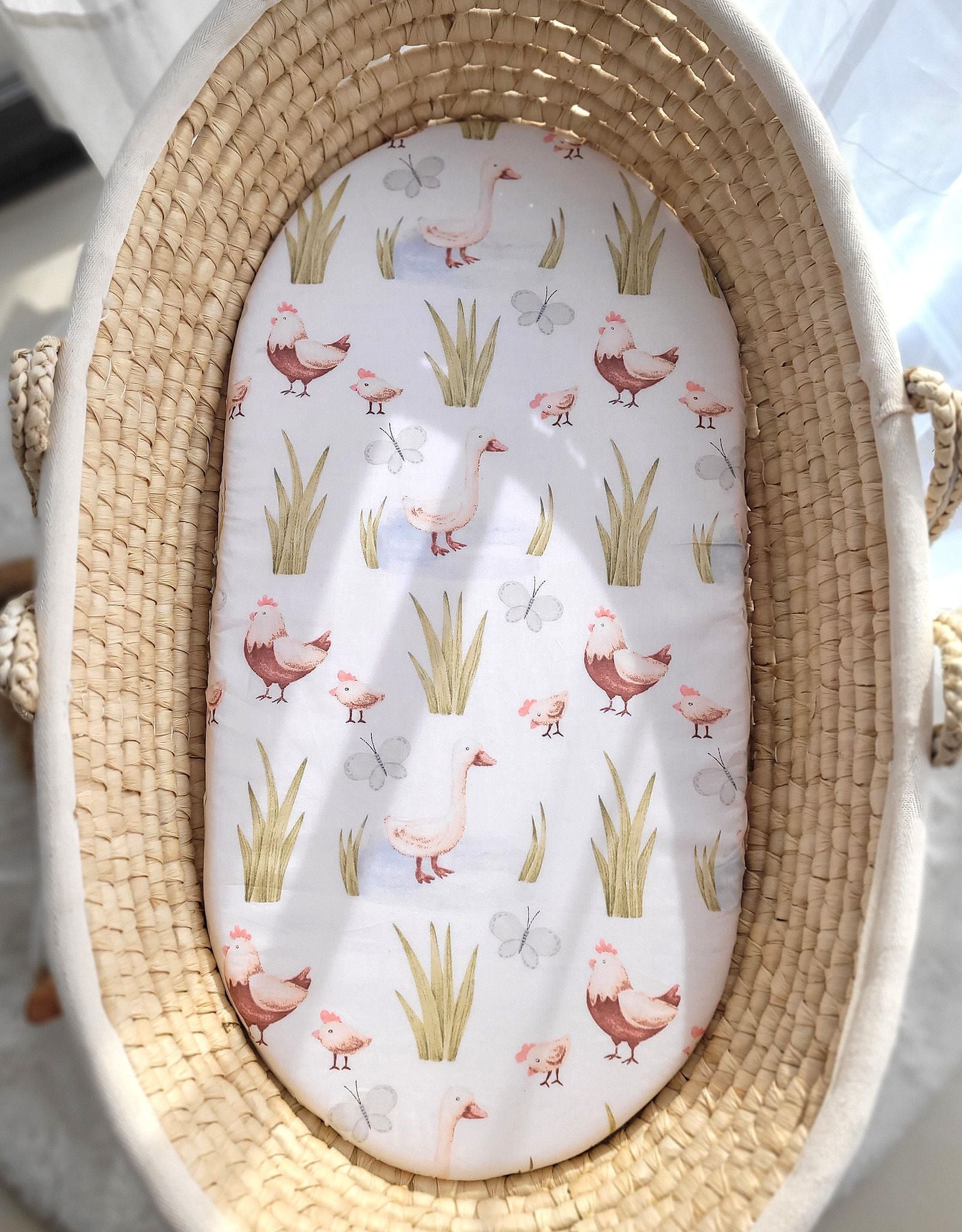 Sheet made of cotton for moses basket mattress 75x35 cm - In the country