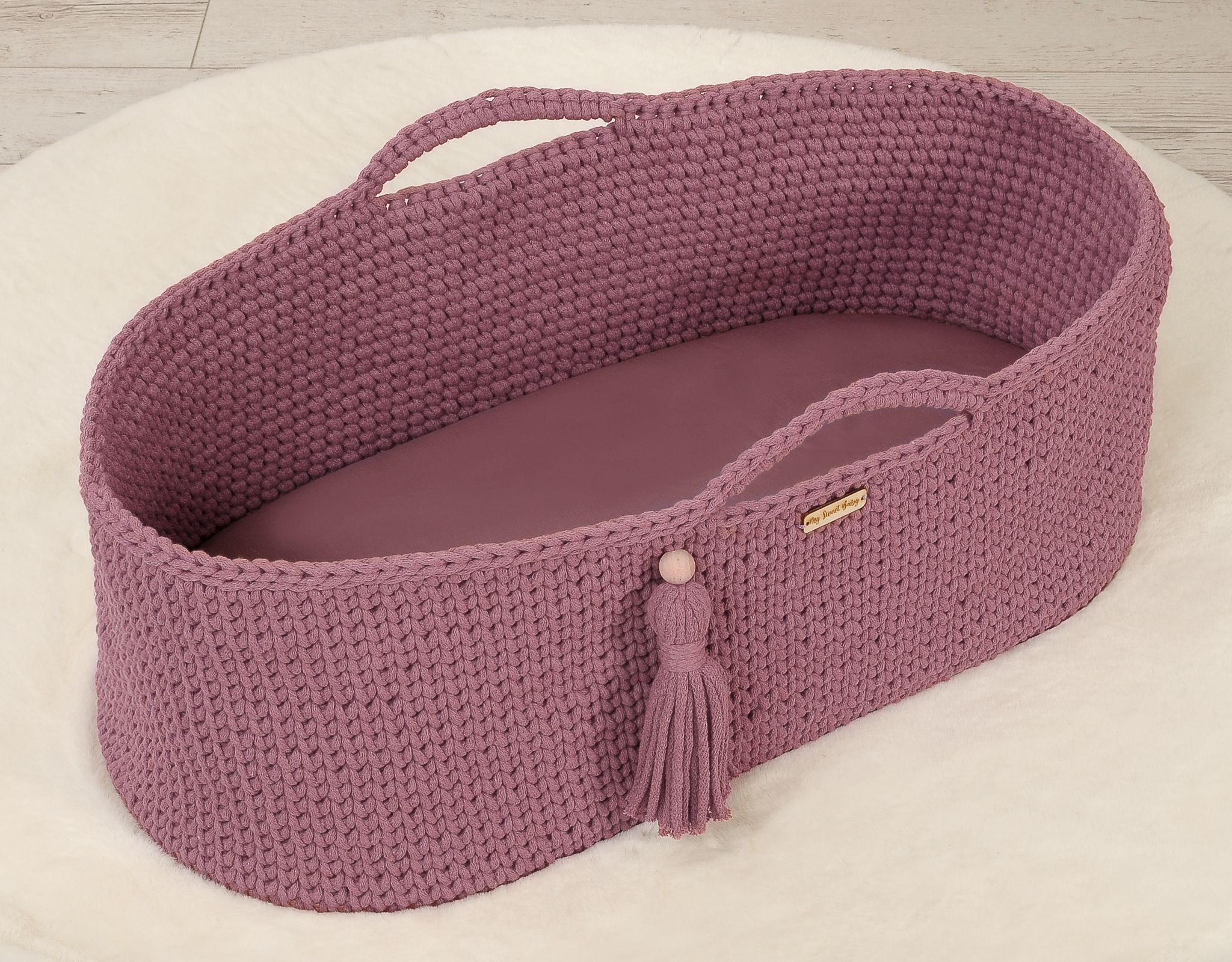 Sheet made of cotton for moses basket mattress 75x35 cm - pastellviolett