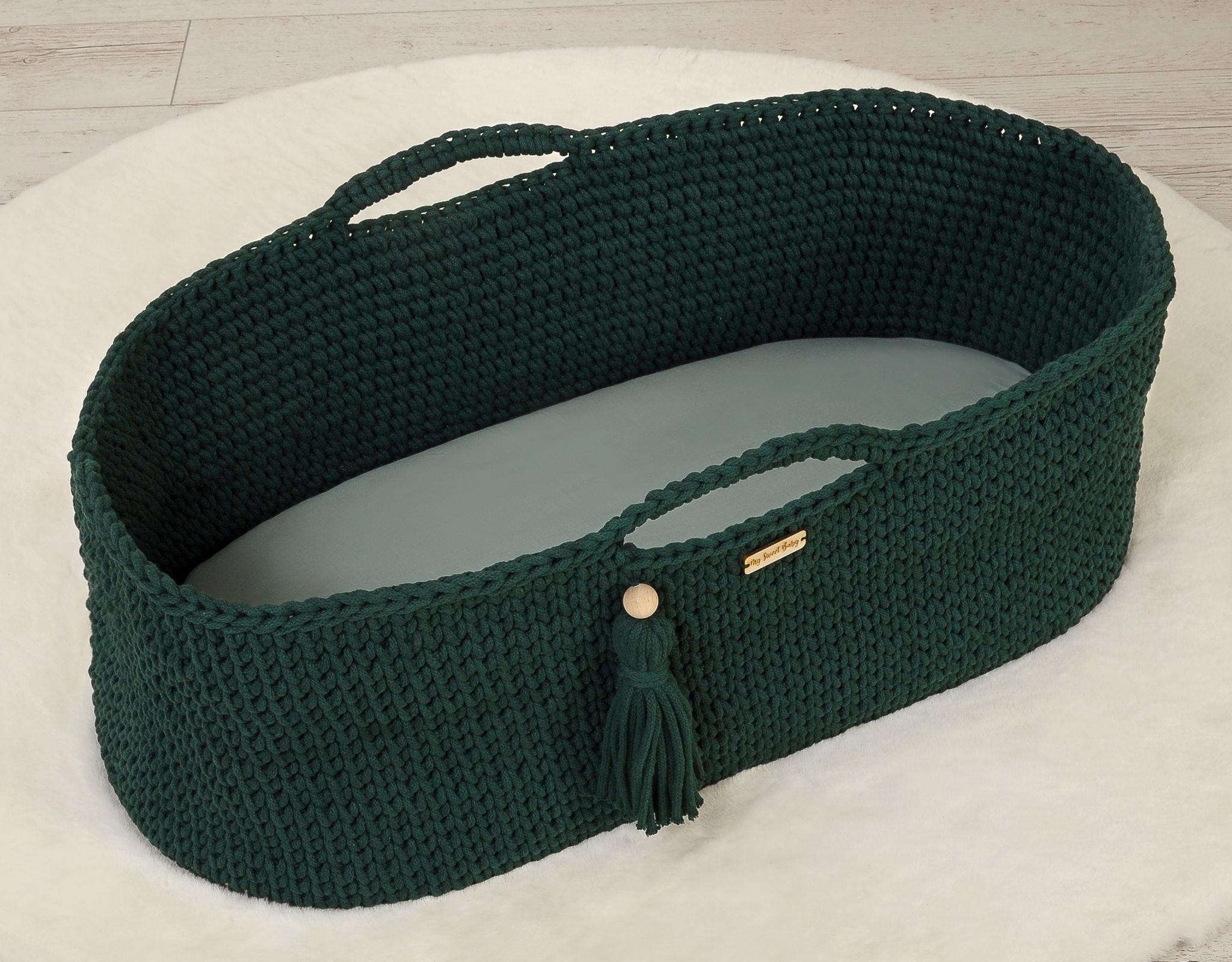Sheet made of cotton for moses basket mattress 75x35 cm - pastel green