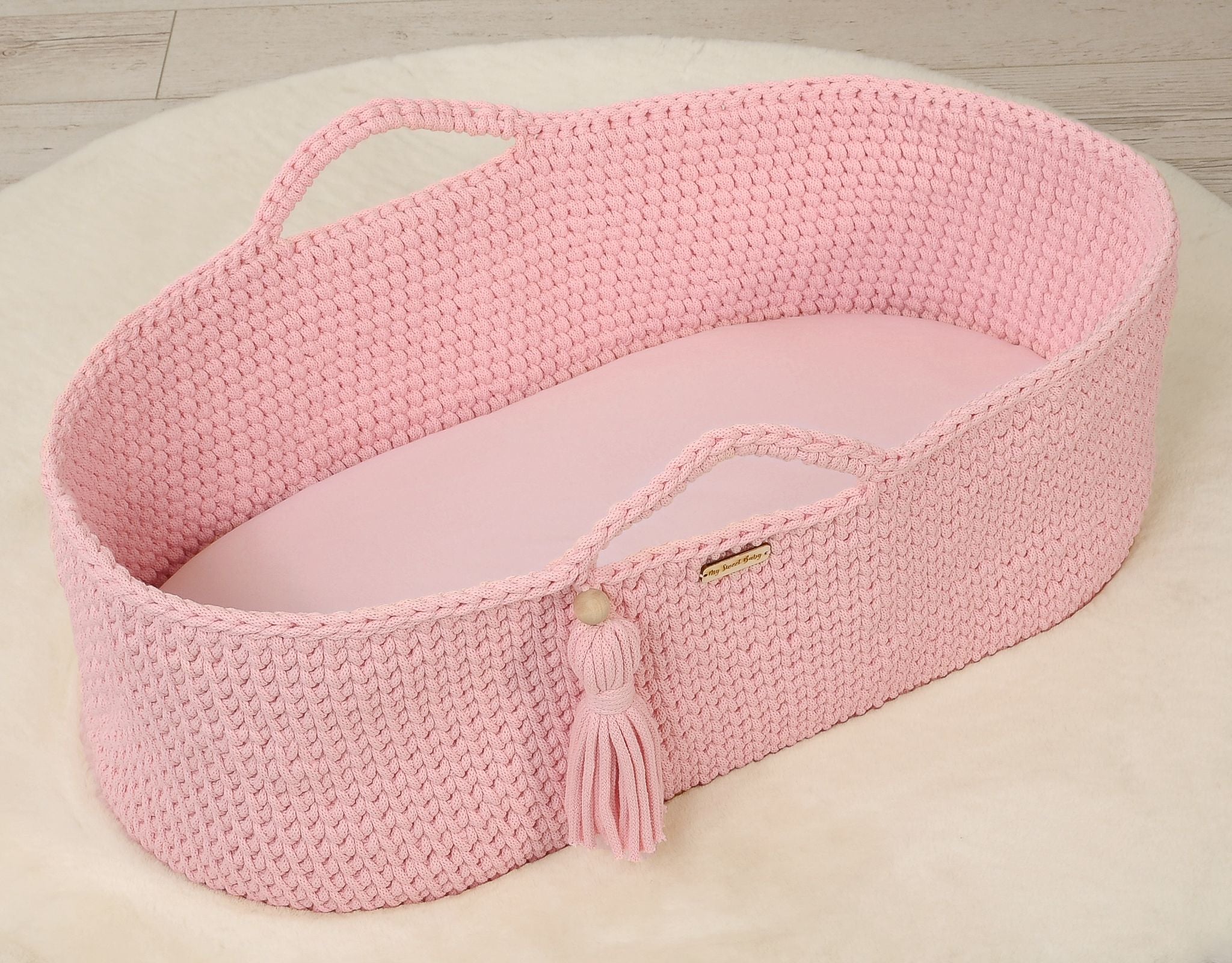 Sheet made of cotton for moses basket mattress 75x35 cm - pink