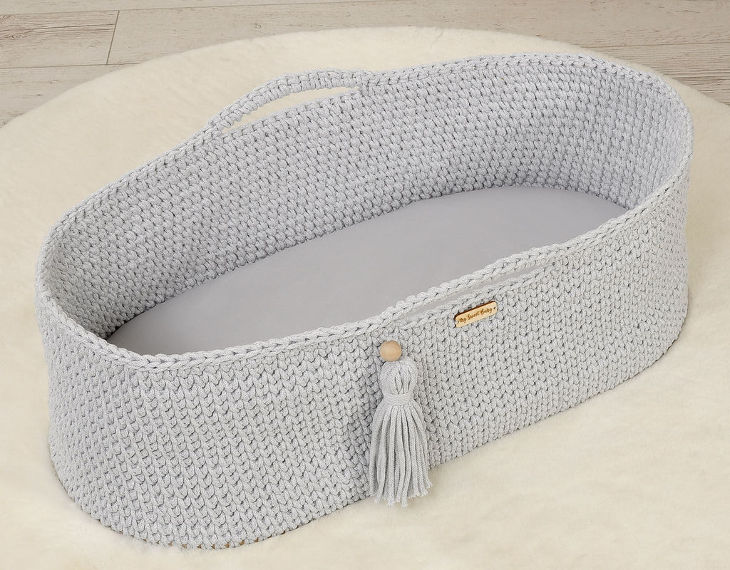 Sheet made of cotton for moses basket mattress 75x35 cm - gray