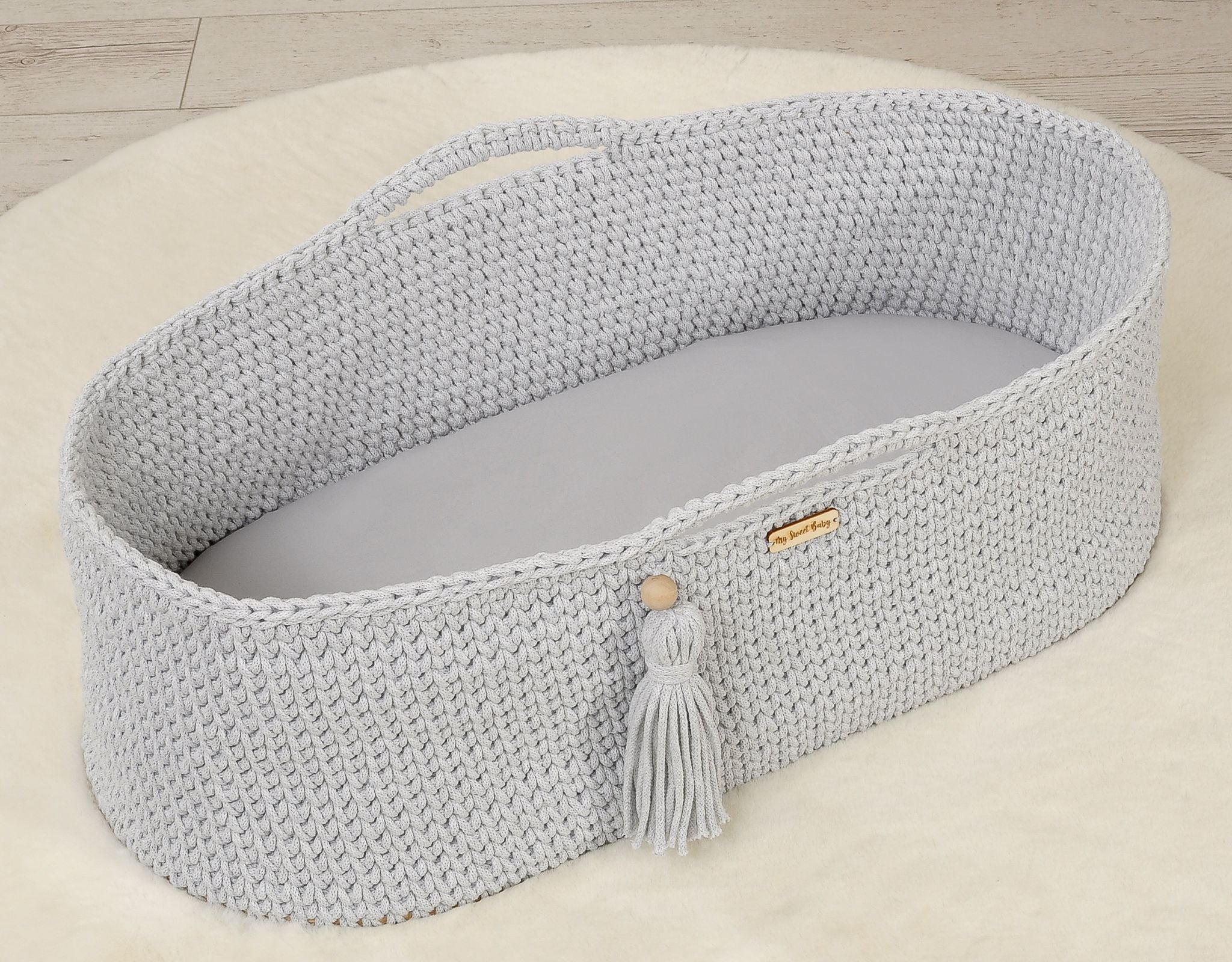 Sheet made of cotton for moses basket mattress 75x35 cm - gray