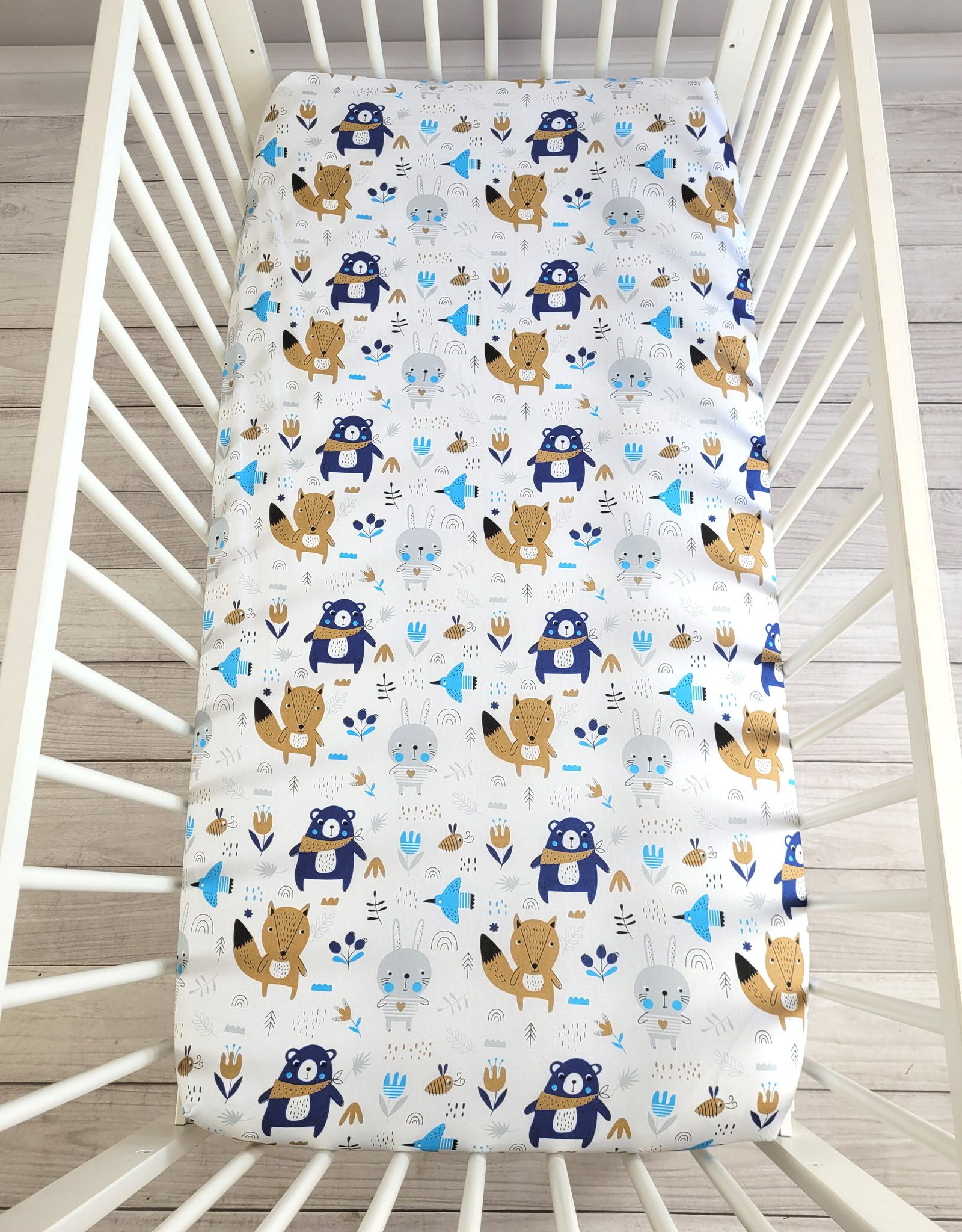 Sheet made of cotton 120x60cm - navy blue bears