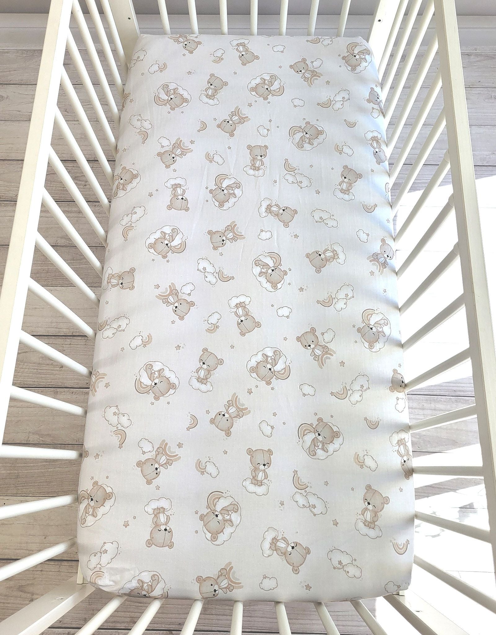 Sheet made of cotton 120x60cm - Rainbow beige bear