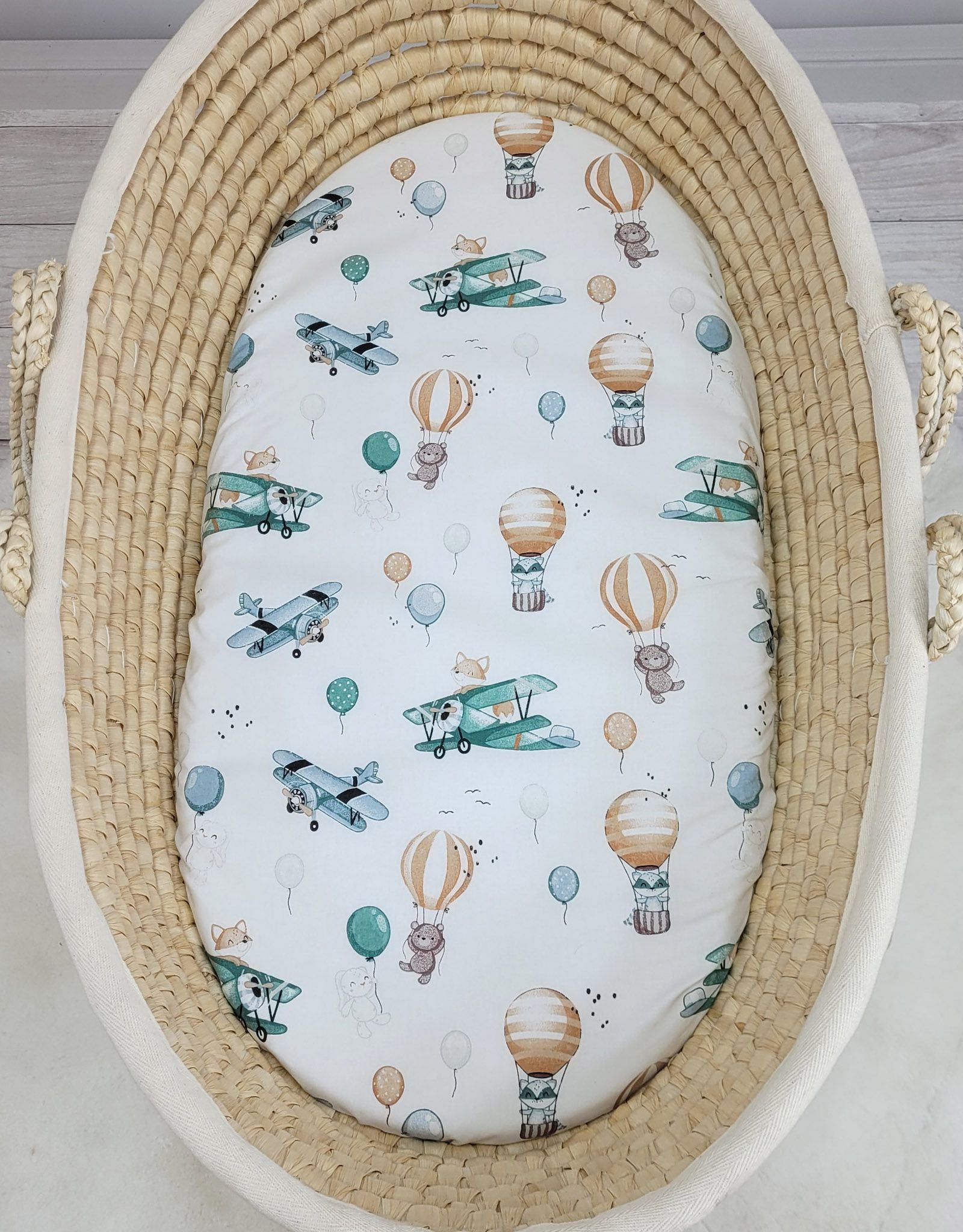 Sheet made of cotton for moses basket mattress 75x35 cm - Sky adventure