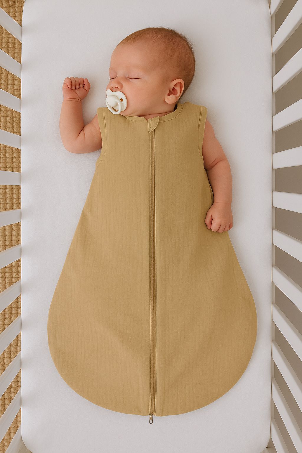 Muslin baby sleeping bag 0-6 months S for summer TOG 1.0 - camel