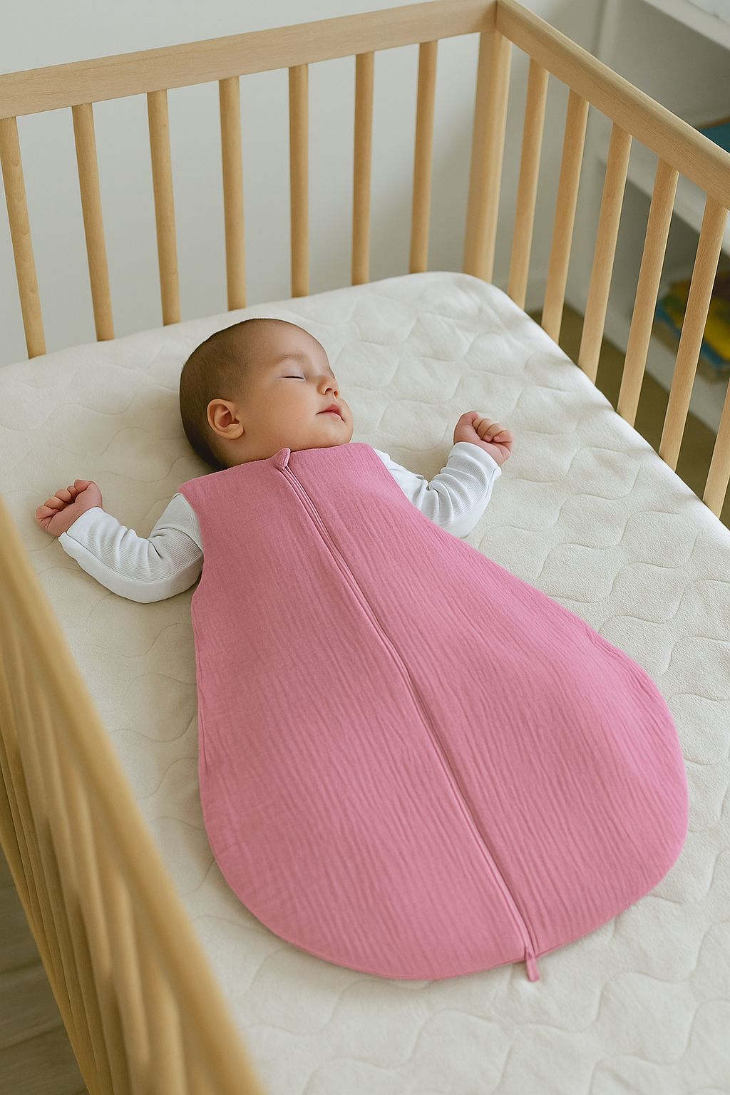Muslin baby sleeping bag 0-6 months S for summer TOG 1.0 - retro pink