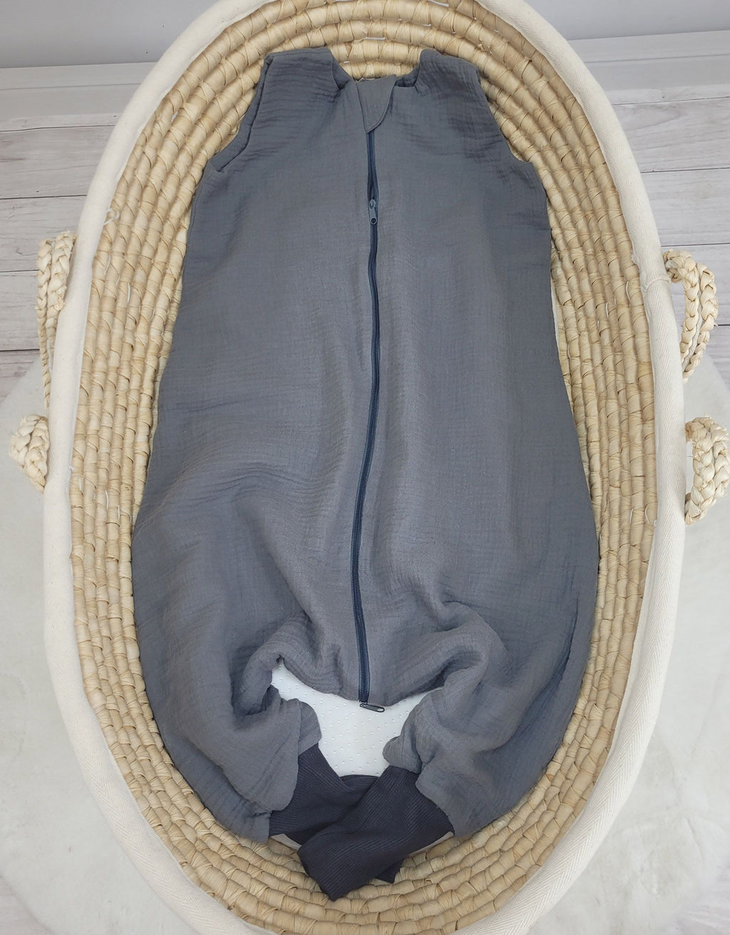 Muslin baby sleeping bag with legs L 9-24 months for summer TOG 1.0 - anthracite