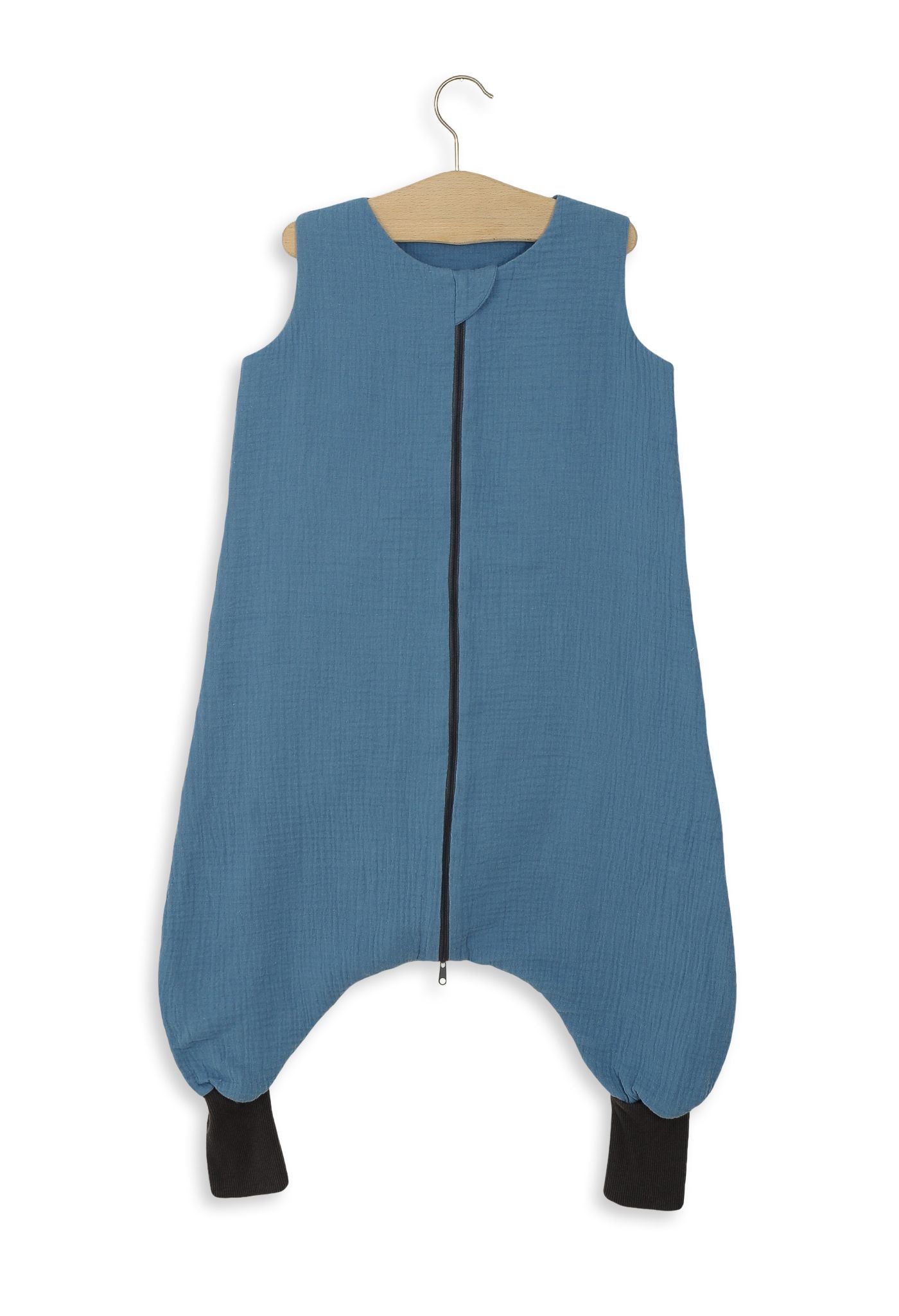 Muslin baby sleeping bag with legs L 9-24 months for summer TOG 1.0 - pastel blue