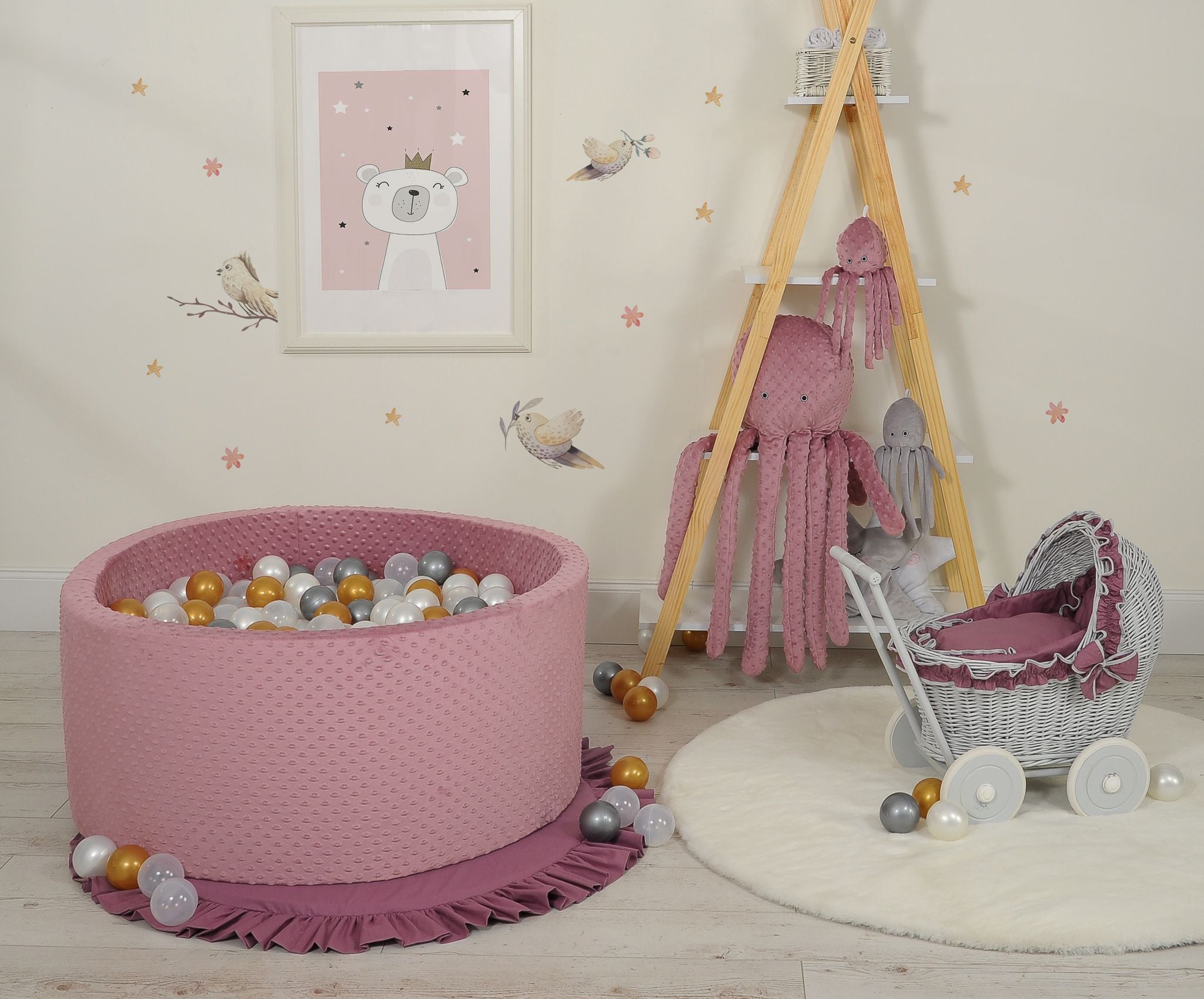 Ball-pit minky H-40 cm with balls 200pcs- pastel violet
