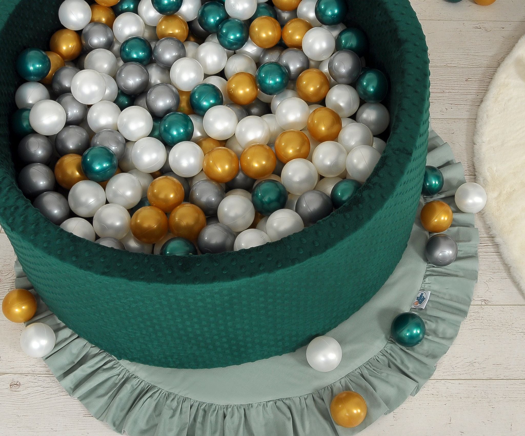 Ball-pit minky H-40 cm with balls 200pcs- bottle green