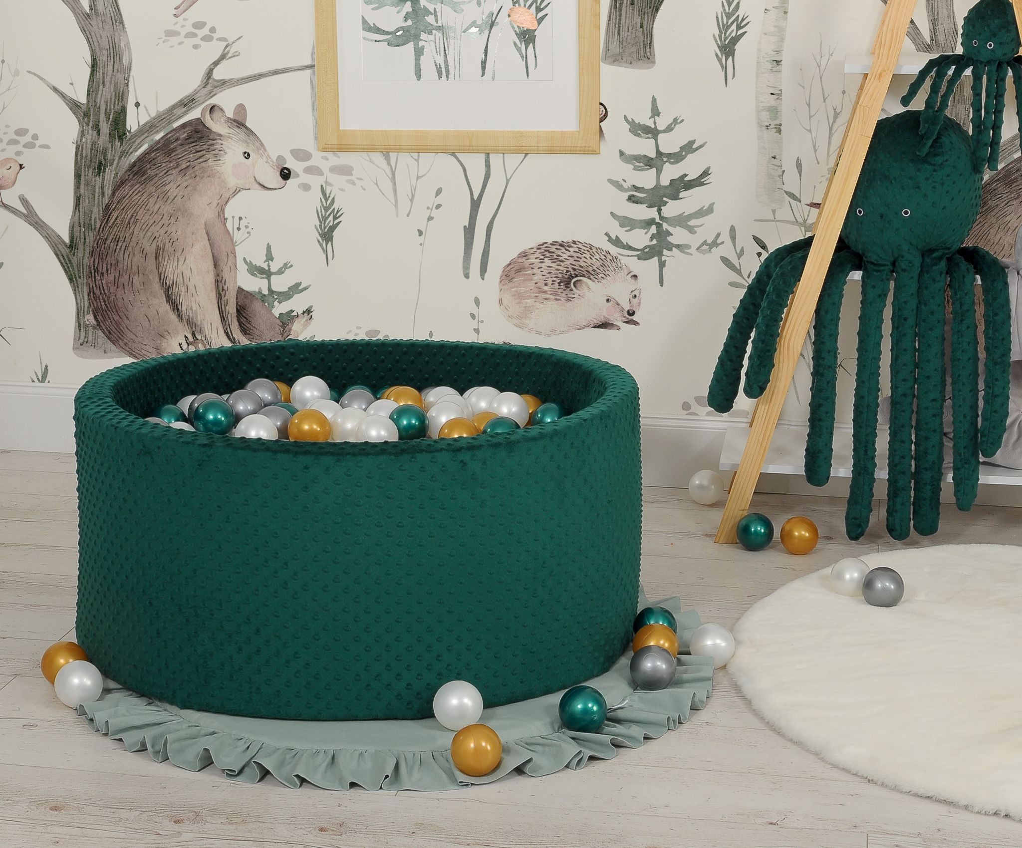 Ball-pit minky H-40 cm with balls 200pcs- bottle green