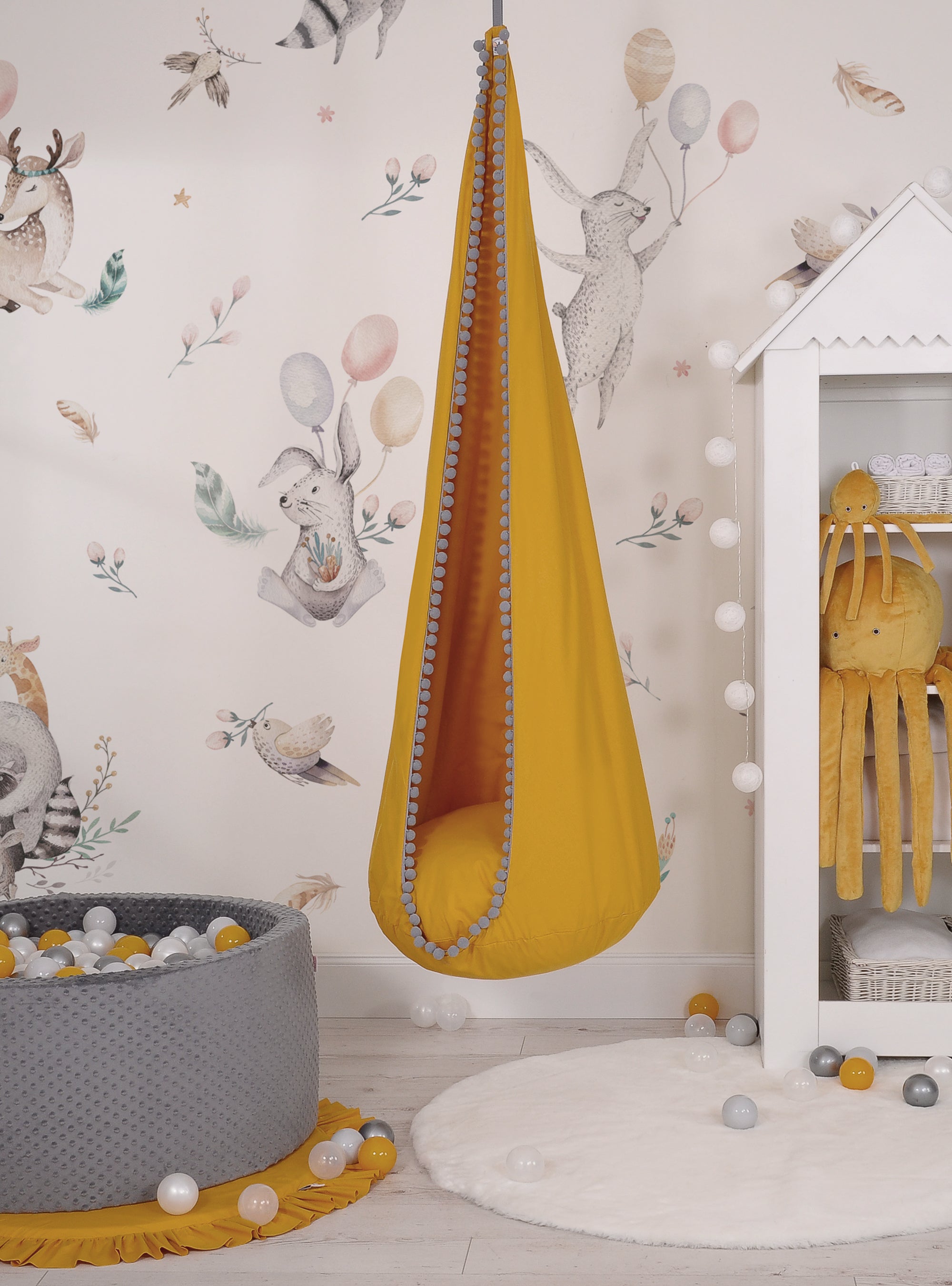 Hanging swing hammock cocoon - honey yellow