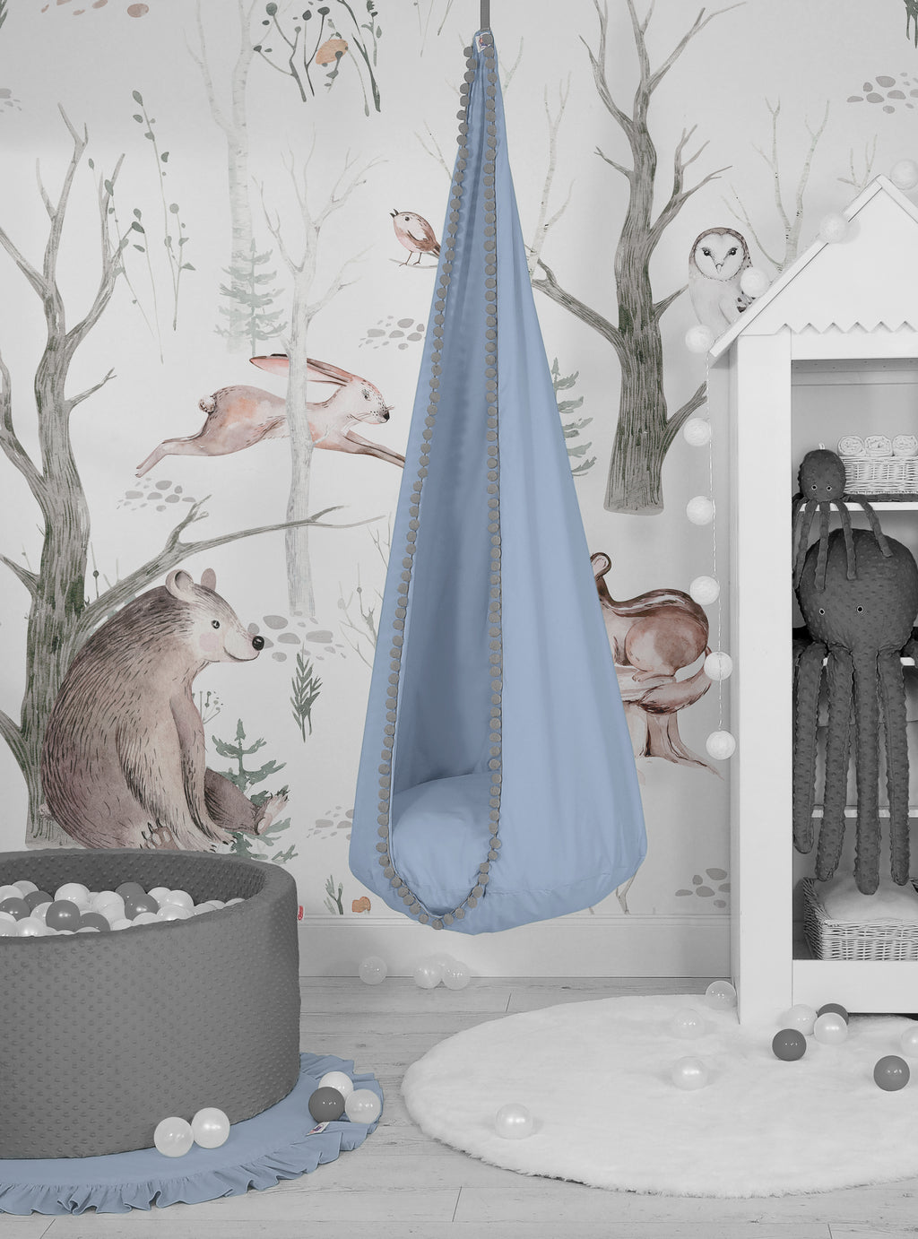 Hanging swing hammock cocoon - pastel blue
