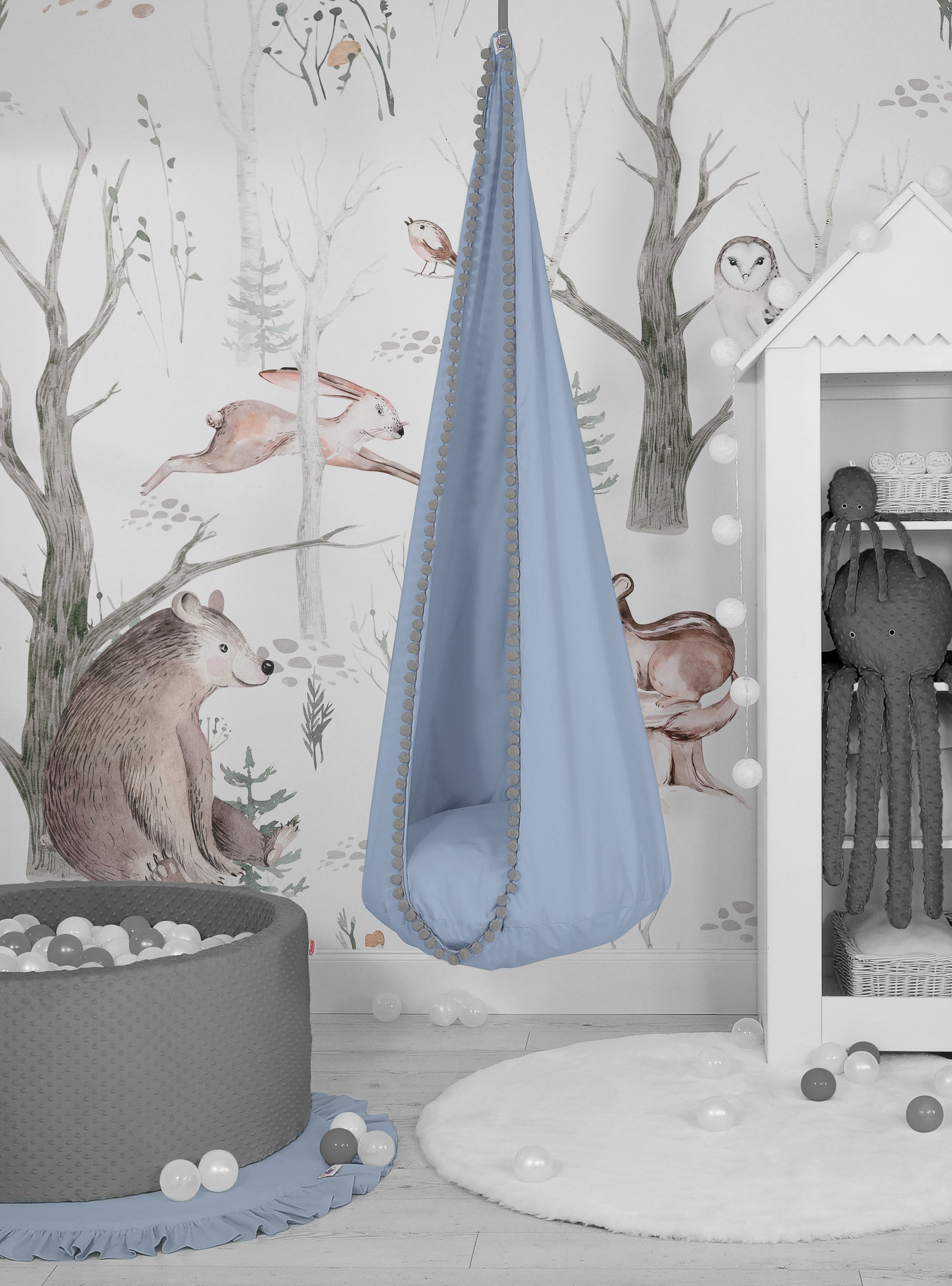 Hanging swing hammock cocoon - pastel blue