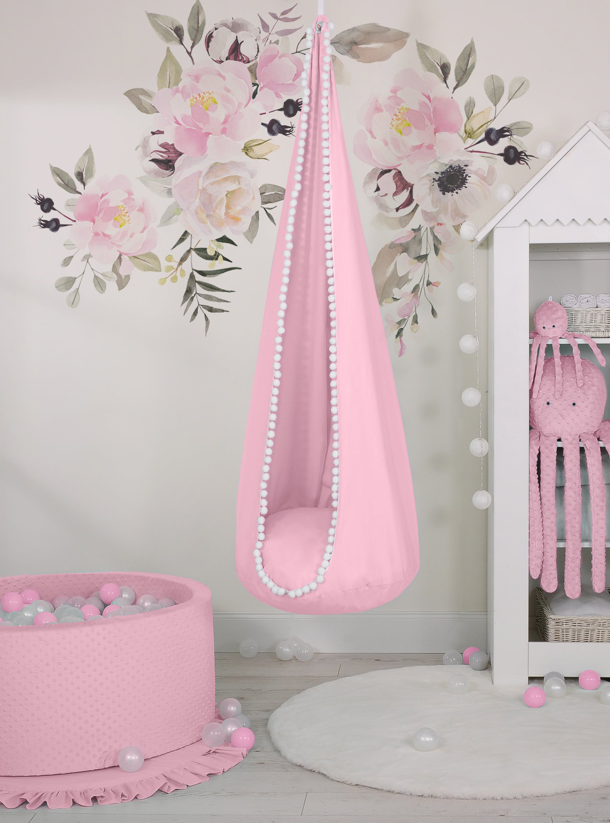 Hanging swing hammock cocoon - pink